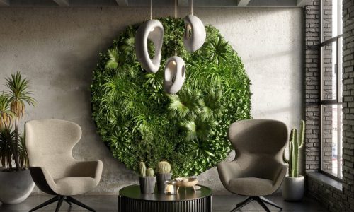 circular vertical garden green wall