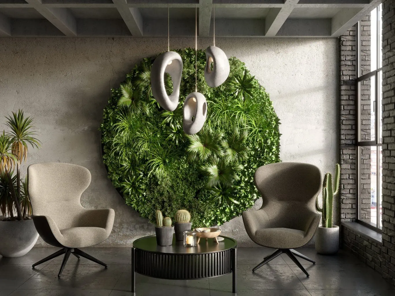 circular vertical garden green wall